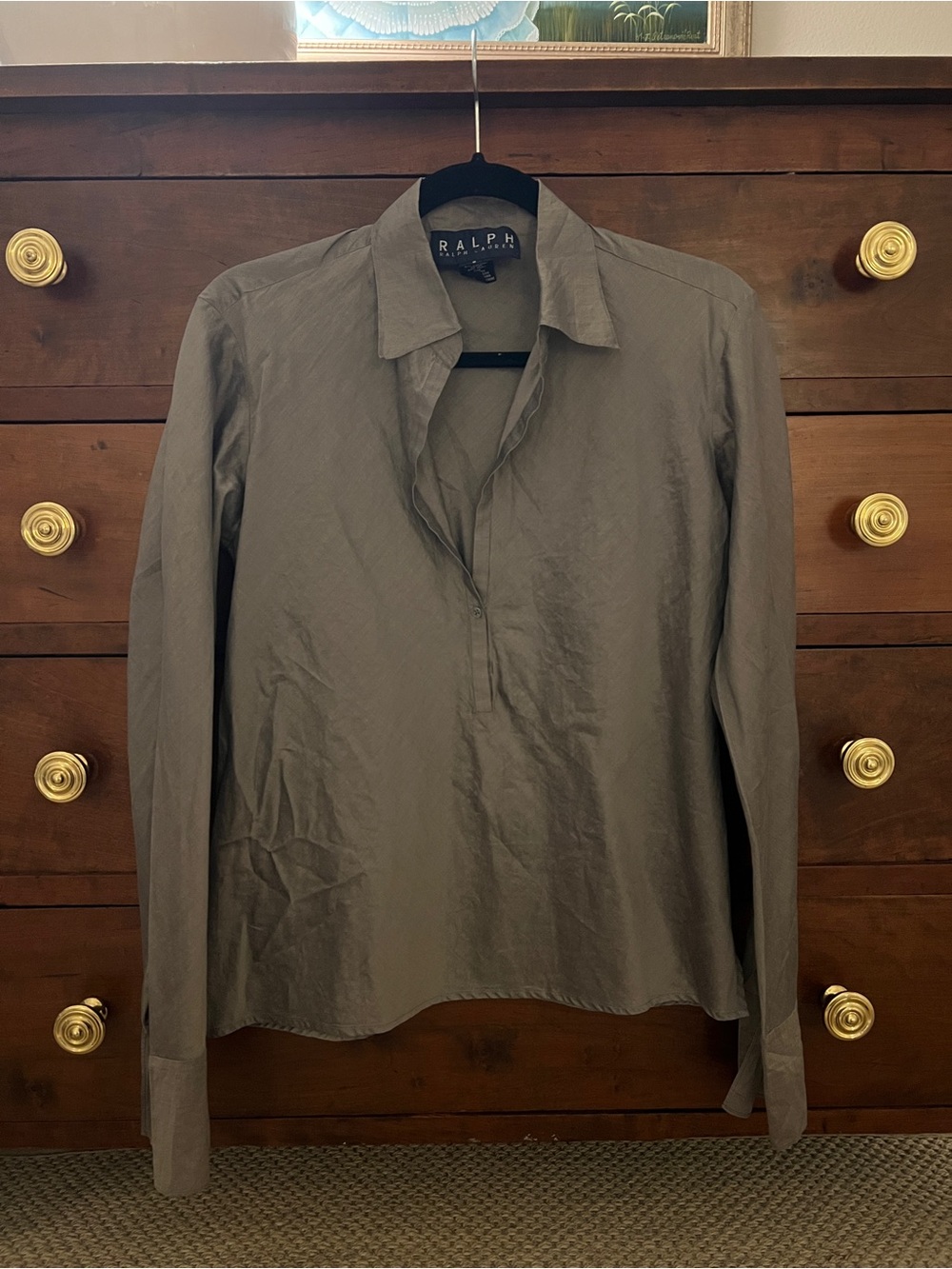 Vintage 90s RALPH Ralph Lauren Silk Cotton Collared Button-Front Shirt